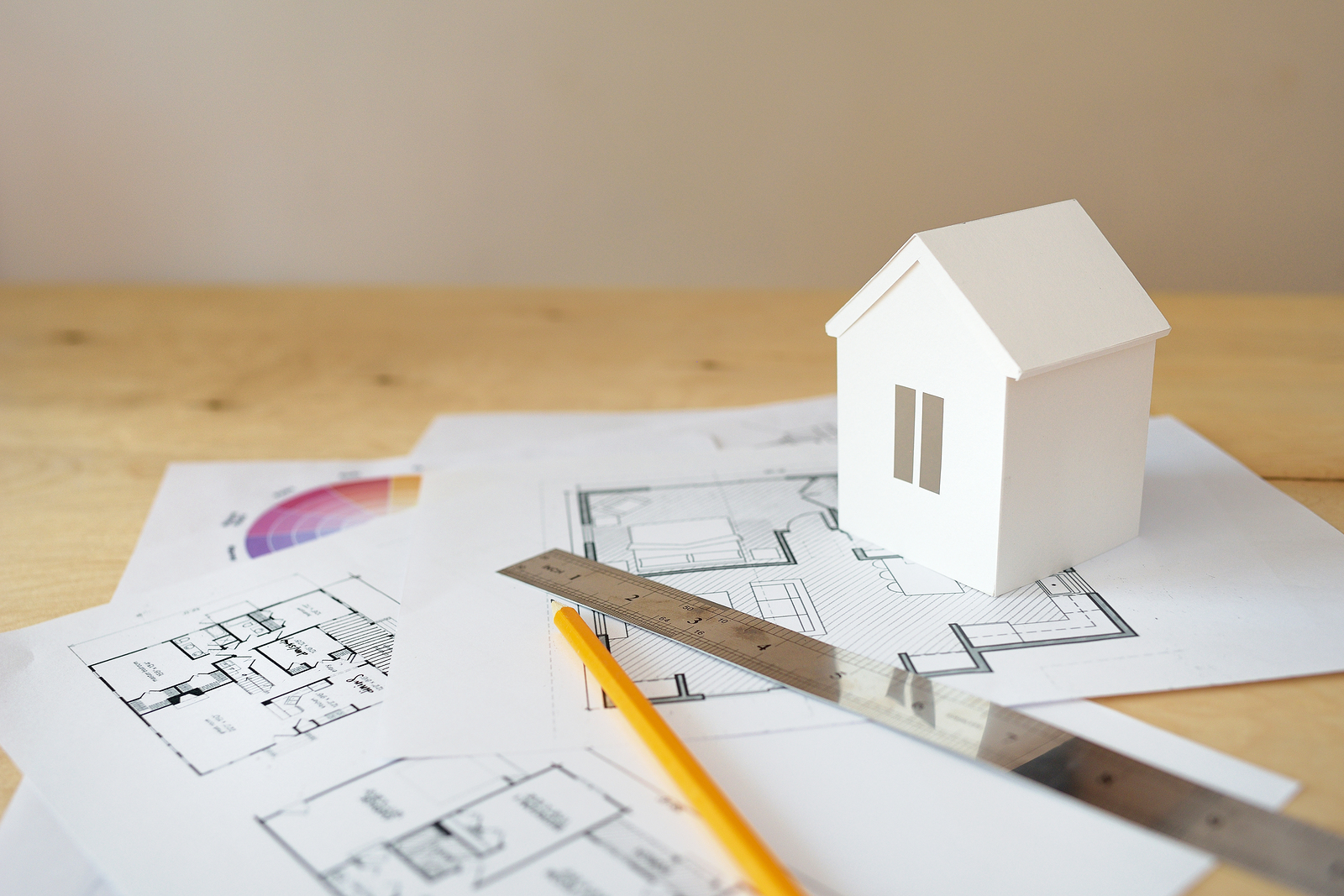 Small house plans in the finishing stages of the drafting process