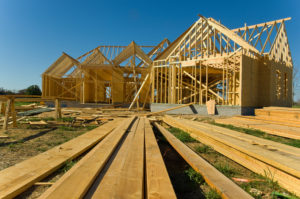 Framing is being completed for custom home under construction