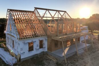 Two-story home designed and built by H&H Builders, Inc. is under construction